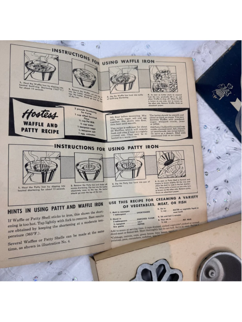 Vintage 1950s Handi Hostess Kit | Bonley Waf-L-Ette & Patty Shell Molds | Comple